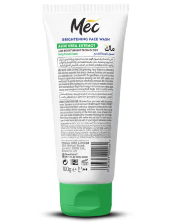 Mec Brightening Aloe Vera Extract Face Wash 100gm for all skin types, sold in Pakistan