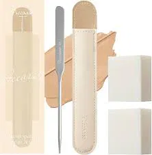 Piccasso Professional Makeup Spatula Sponge 2 Set for foundation mixing and nail art, made of stainless steel.