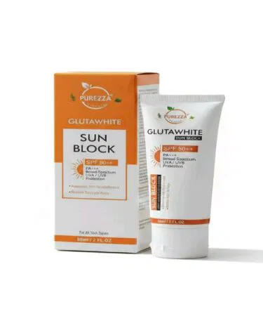 Purezza Natural Glutawhite Sunblock SPF 50+ PA+++ for radiant, protected skin in Pakistan