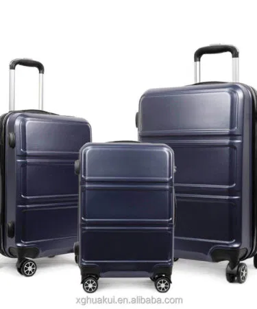 Wholesale ABS PC PP trolley luggage sets in 20, 24, 28 inches with combination lock and spinner wheels.