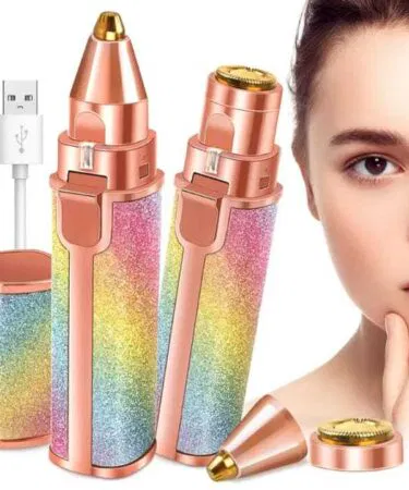 2-in-1 rechargeable facial hair trimmer and eyebrow shaper for women, multi shiny plastic, battery powered, sold in Pakistan