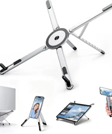 E50 3-in-1 Magnetic Phone Tablet Laptop Stand Aluminum Adjustable Desktop Riser for Desk Travel
