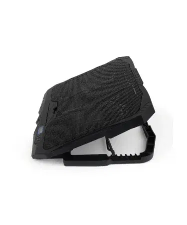 Coolbell CB18 laptop cooling pad for 14-17 inch laptops with 2 large and 2 small fans, RGB lights, adjustable stand.