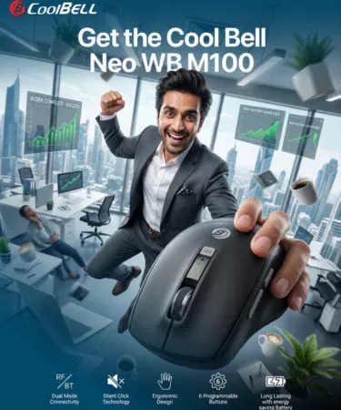 CoolBell Swift Sense Pro WB-M100 wireless mouse with ergonomic design and silent click for PC and laptop in Pakistan