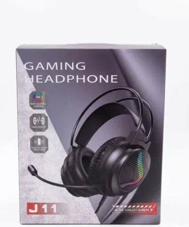 J11 Wired Gaming Headset with RGB LED, Noise-Cancelling Mic, Stereo Sound for PC, PS4, Xbox, Mobile