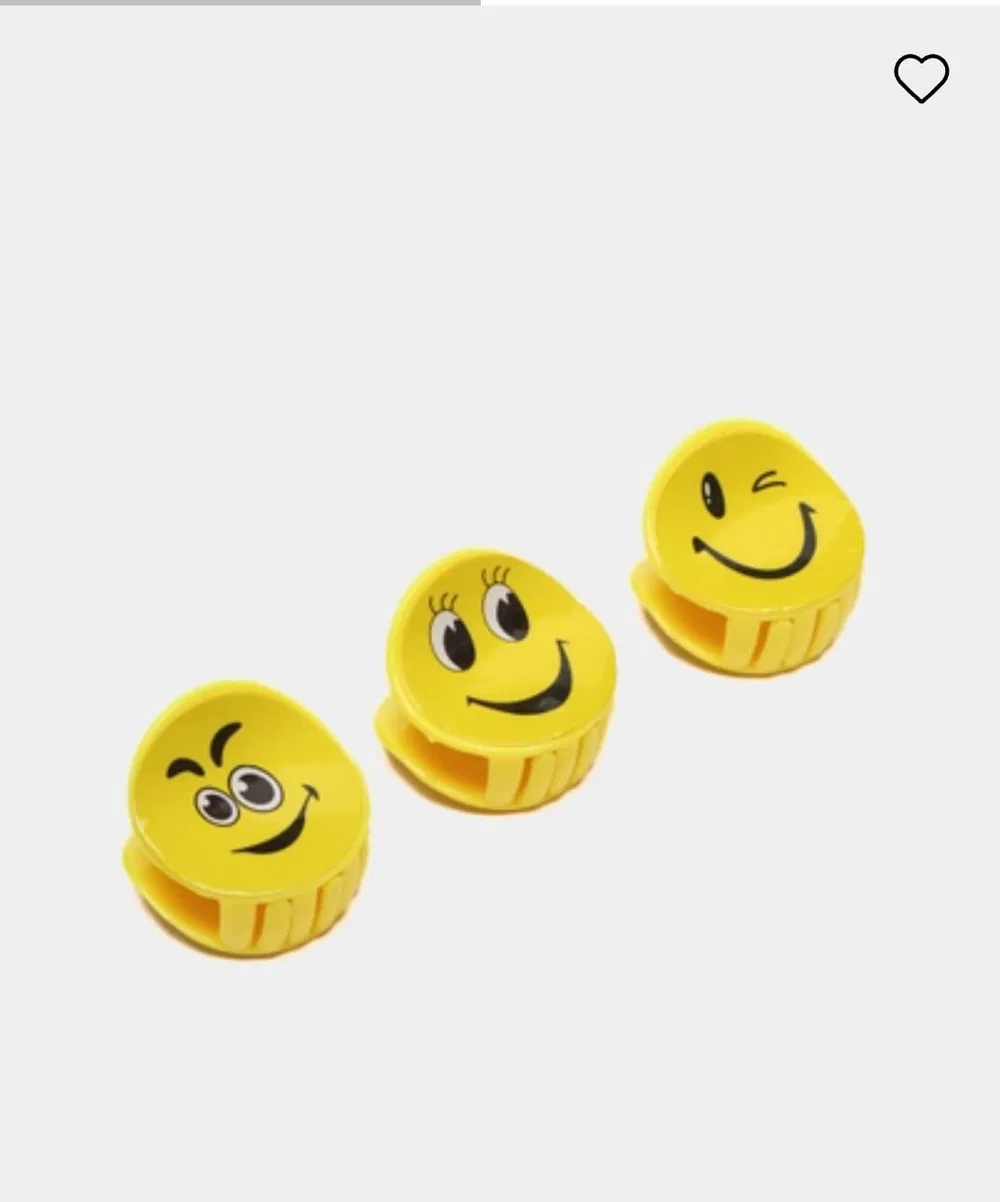 Girls Smiley Face Hair Claw Clips - Cute Gift Set for Kids, PVC, 12 Pcs, Pakistan